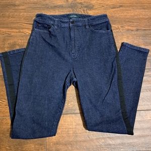 Lauren Ralph Lauren jeans with black tuxedo stripe down sides Size 8